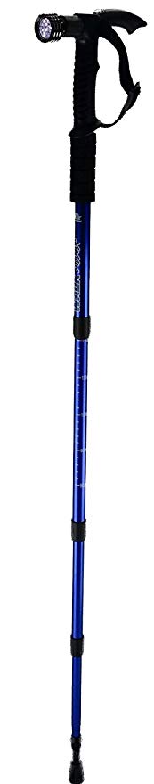 Walking Assist Antishock Trekking Hiking Walking Cane Stick Pole w/ LED and Compass