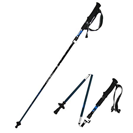 ESport Tri-Fold Carbon Fiber Trekking Poles, 5-Sections Ultralight Collapsible Walking Stick With EVA Foam Handle - Perfect for Hiking, Climbing, Backpacking and Snowshoeing, Bonus Carrying bag