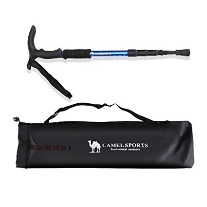 Camel Trekking Pole 4 Sections Collapsible Walking Stick Lightweight Cork Handle Hiking Poles