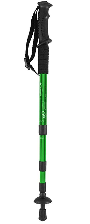 Green DurAlumin Telescoping Hiking Stick with Compass