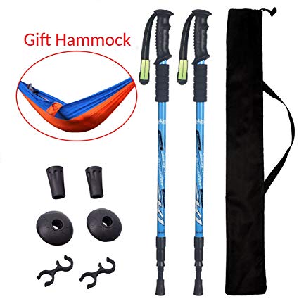 Guyar Trekking Poles, Pioneer Collapsible 2 Pack Aluminim Quick Lock Anti Shock Hiking/Walking Sticks