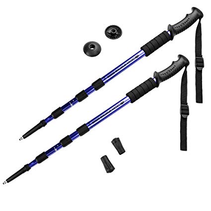 Crown Sporting Goods Shock-Resistant Adjustable Trekking Pole and Hiking Staff (Set of 2)