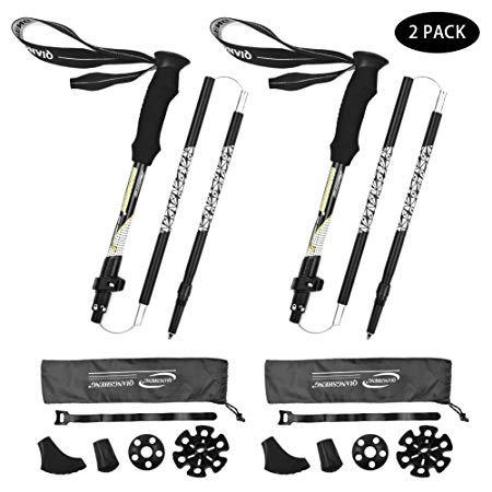 NIANYISO Trekking Poles for Hiking - 2 Pack Adjustable Walking Hiking Sticks Lightweight Collapsible Walking Trekking Trail Poles Aluminum Hiking Poles with EVA Foam Handle for Women Men