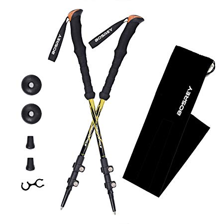 Trekking Poles 2 Pack Premium Ultralight Aerospace-grade Aluminum EVA Grips Folding Tungsten Steel Pole 4 season / All Terrain Accessories and Carrying Bag Included