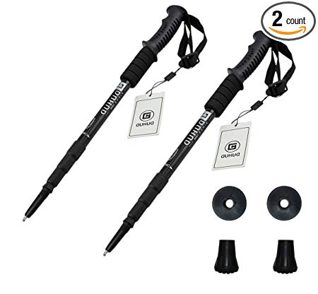 Duhud Trekking Poles Walking Sticks Adjustable Hiking poles Retractable Walking Staff Antishock Alpenstocks 2 Pack