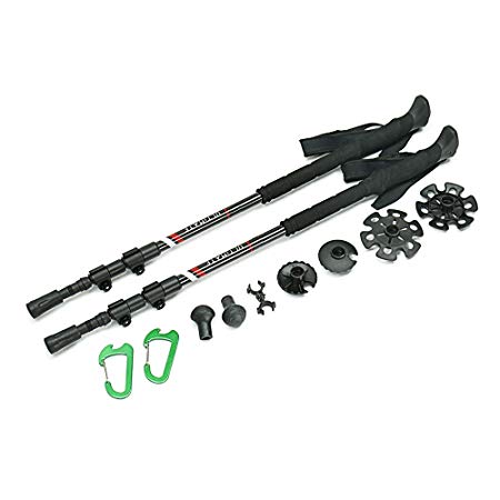 Summates Hiking Walking Stick Trekking Trail Poles-50% Carbon Fiber Ultralight & Collapsible with Quick Flip-Lock-1 Pair