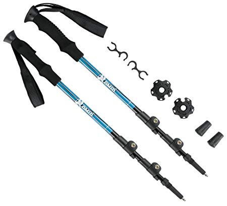 OMID Trekking Poles - 2 Pack Quick Locking System Collapsible Lightweight Pole with Tungsten Steel Pole Tips for Hiking & Trekking