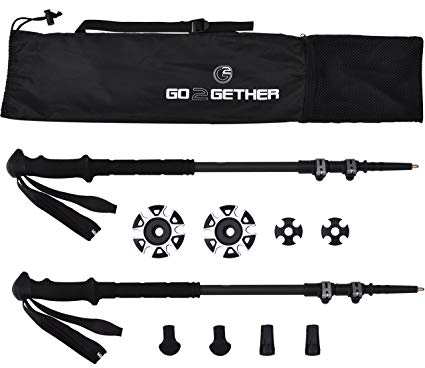 G2 GO2GETHER Carbon Lite Trekking Poles Telescopic 100% 3K carbon fiber (Pack of 2 poles)