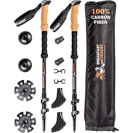 100% Carbon Fiber Trekking Poles for Women Men - Best Walking Stick - Lightweight Hiking Sticks - Collapsible Hiking Poles - Anti Shock Walking Poles - Trekking Sticks for Kids - Trek Pole for Hiking