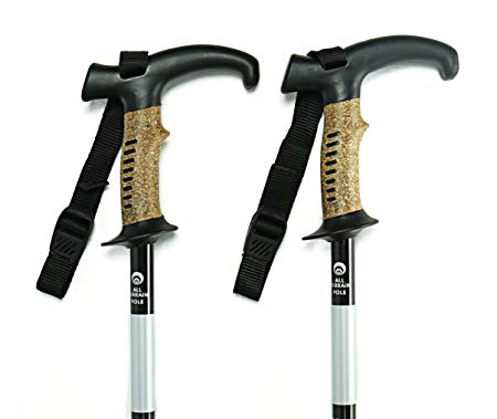 PaceMaker Stix Walkway Trekking Poles Pair for Walking, Hiking, Climbing. Ultralight Aluminum Adjustable Height & Telescoping Sticks with Composite Cork Grips, and Replaceable Tungsten Tips