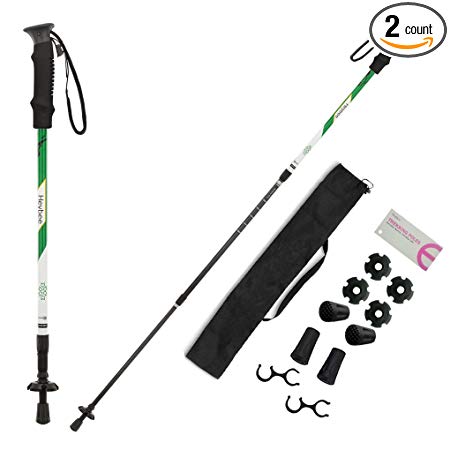 Heybee Trekking/Hiking/Walking Poles,1 Pair (2 Pack) Ultralight Ultrastrong 7075 Aerospace Aluminum Thick-walled Pipe EVA Handle Telescoping Climbing Alpenstocks (ONE YEAR WARRANTY)