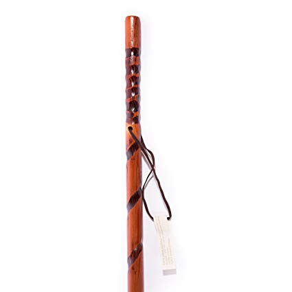 Hiking Stick Handmade Walking Cane Trekking Wooden Staff Hand Carved Wood Nodes