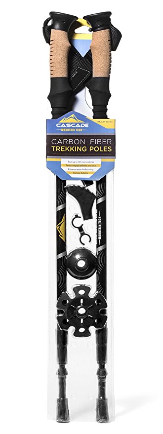 Cascade Mountain Tech 100% Carbon Fiber Twist Lock Trekking Poles