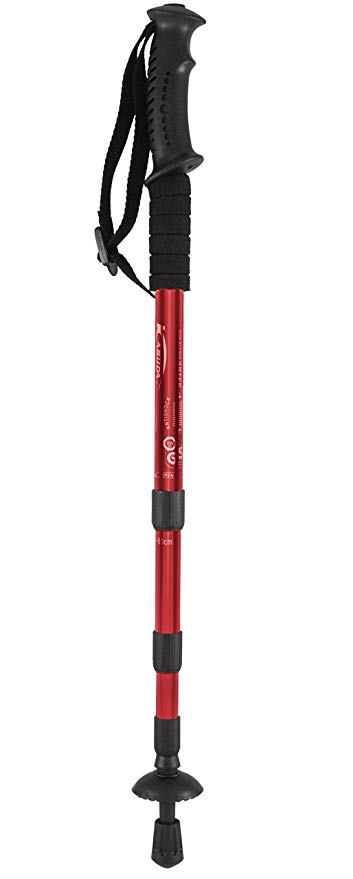 Red DurAlumin Telescoping Hiking Stick with Compass