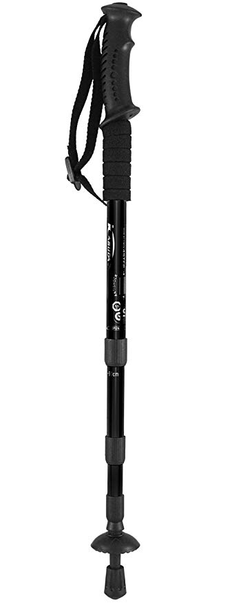 Black DurAlumin Telescoping Hiking Stick with Compass