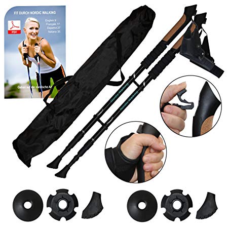 New. Durable Aluminium 1 Pair of Paria Nordic Walking Folding Collapsible Trekking Hiking Poles with Thumb Loop and Anti-Shock System sold by SchwabMarken